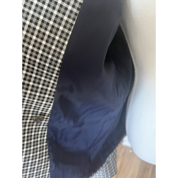 J. Crew lady black grey white check double breasted blazer Suit Jacket SZ: 14 - Picture 8 of 13